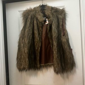 Brown faux fur vest